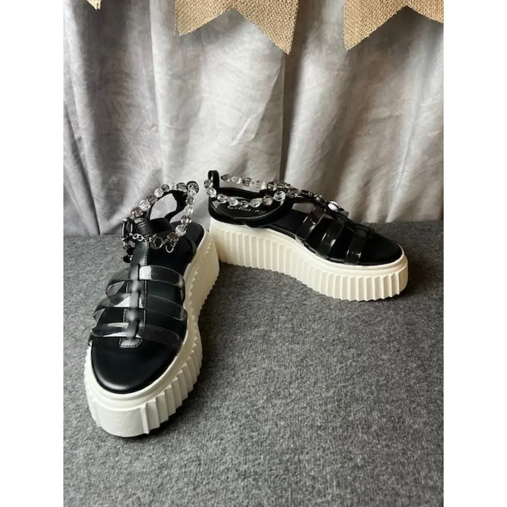 Circus NY by Sam Edelman Women's Black Ester Platform Sandals Shoe Size 8 - Picture 4 of 8